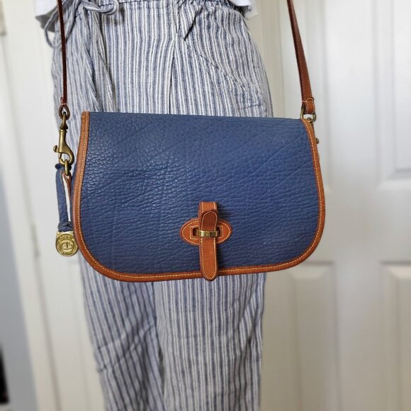 RARE Vintage Dooney and Bourke Saddle Bag 80's Pre-Tag Cadet Blue - Picture 1 of 17